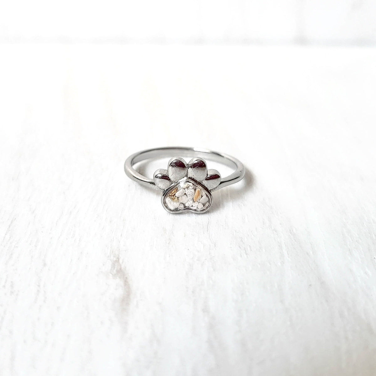Paw Print Cremation Ring: Stainless Steel Pet Memorial Urn Ring