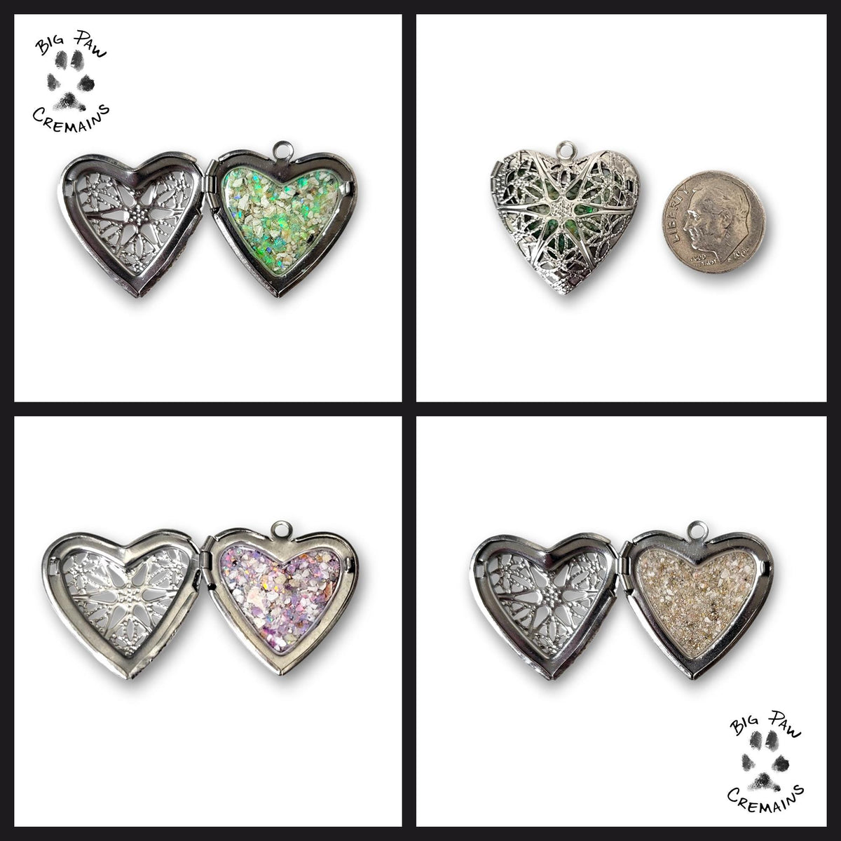 Filigree Heart Cremation Locket: Opal and Ashes Memorial Keepsake Necklace