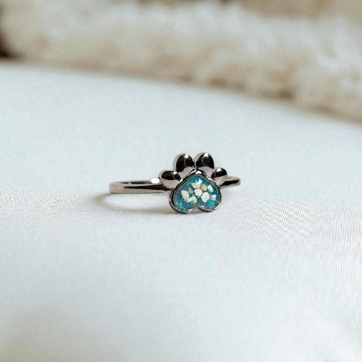 Paw Print Cremation Ring: Stainless Steel Pet Memorial Urn Ring
